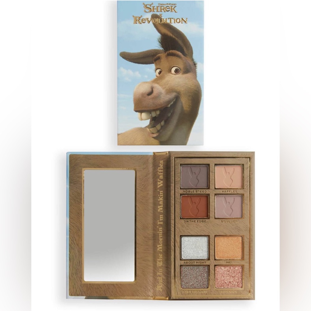 New Shrek x Make-up Revolution Donkey On The Edge Eye Shadow Palette In Box